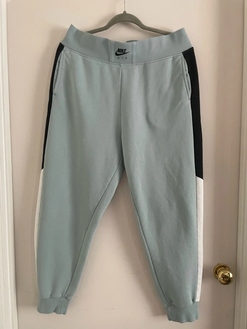 Nike Air Sage/Light Blue Colorblock Fleece Joggers Size L Women’s (230)